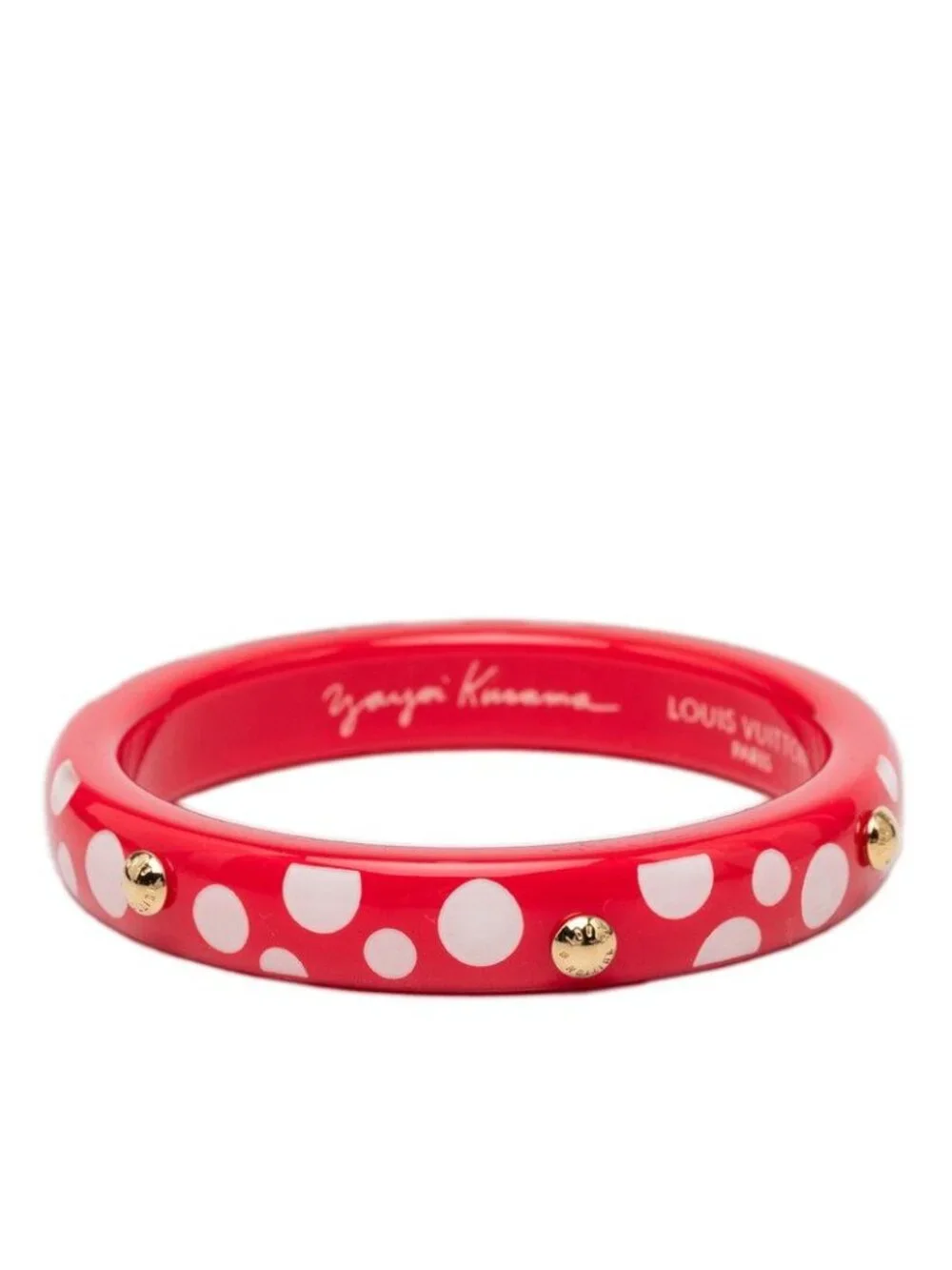 Louis Vuitton Yayoi Kusama LV Yk Bracelet Dot Infinity Bangle Red White Plastic